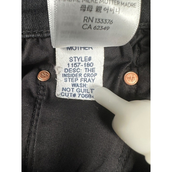 Mother Size 26 The Insider Crop Step Fray Jeans Not Guilty Black Stretch - Picture 11 of 11